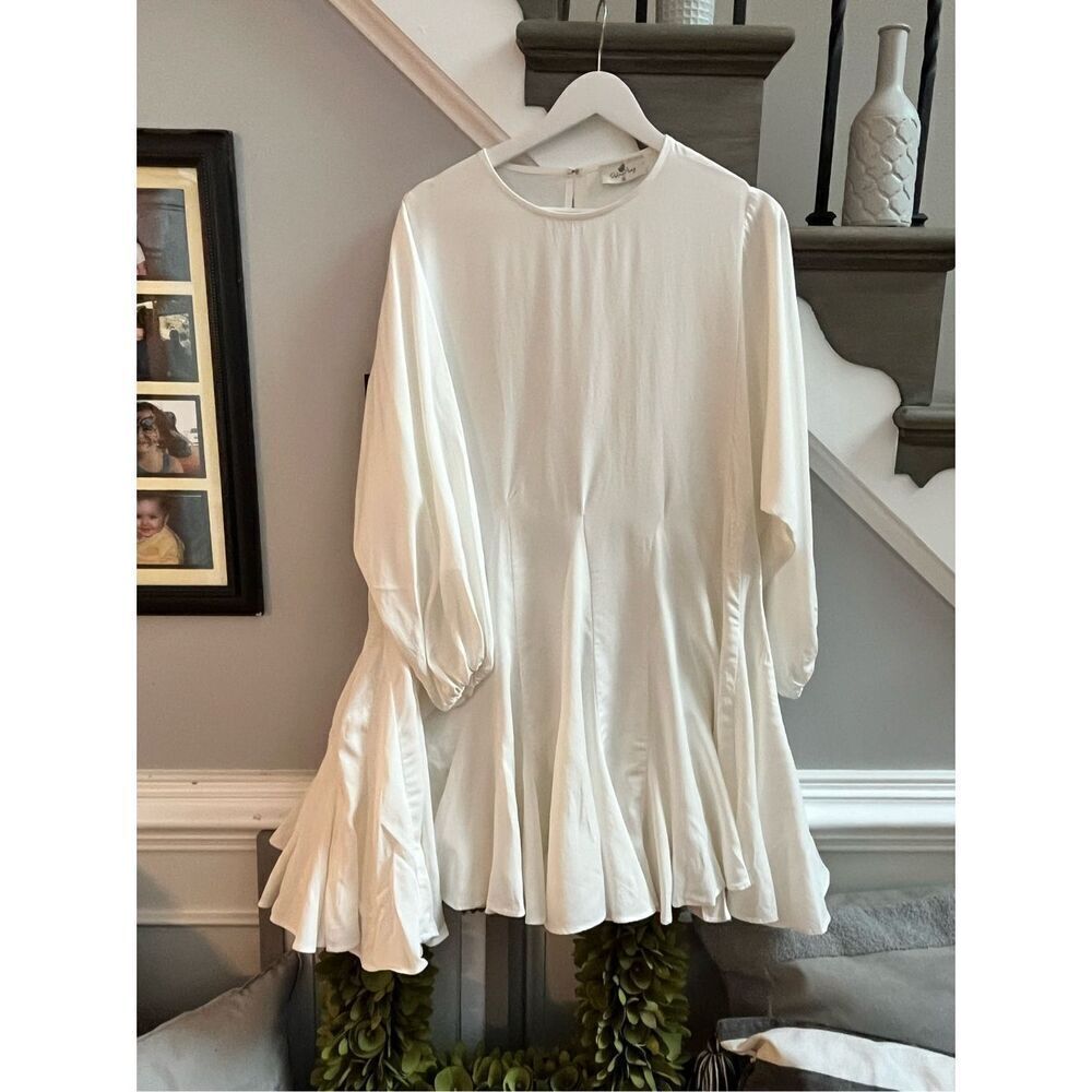 Palms Away Off White Full Skirt Swing Dress sz S EUC